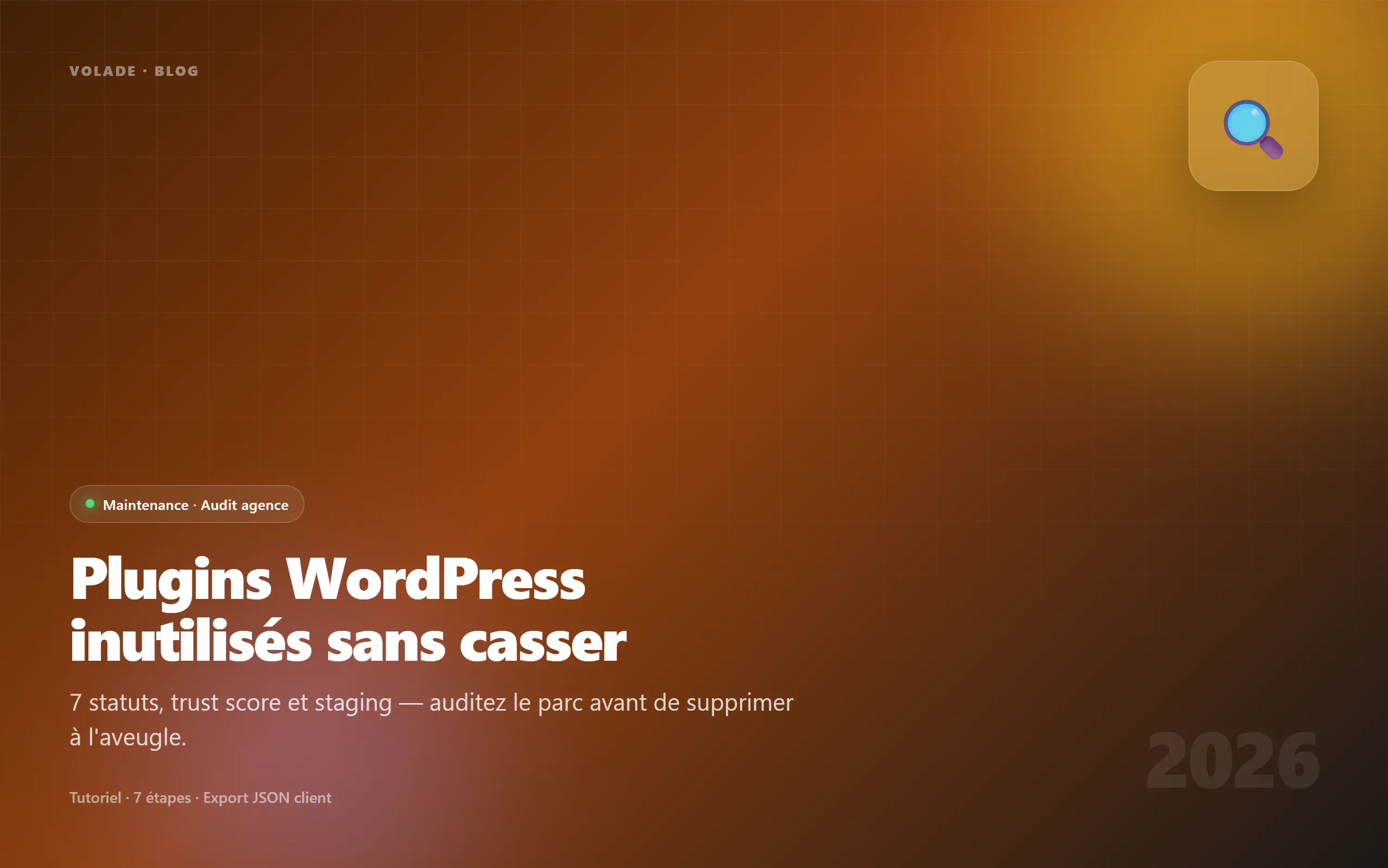 Audit plugins WordPress 2026 — Plugin Usage Detector Volade